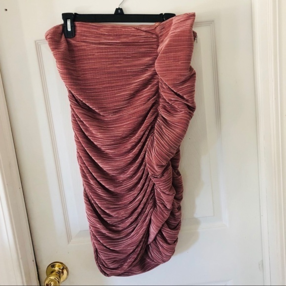 NWT Express strapless ruffle pink ruched ruffle mini party dress size 12